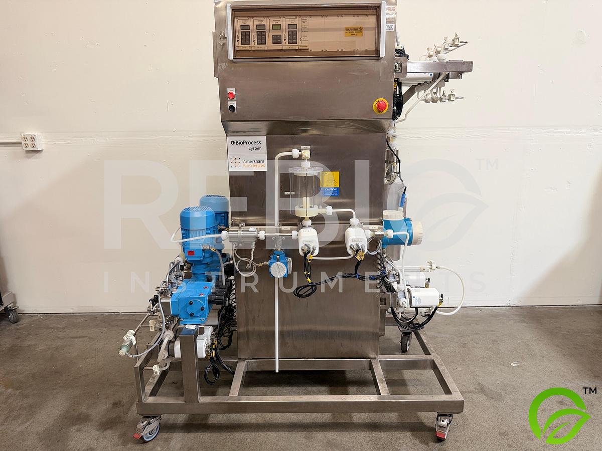 Used Amersham / GE BioProcess Chromatography Skid w/ BPG 100/500 Column, Endress+Hauser Promass, LEWA Pump