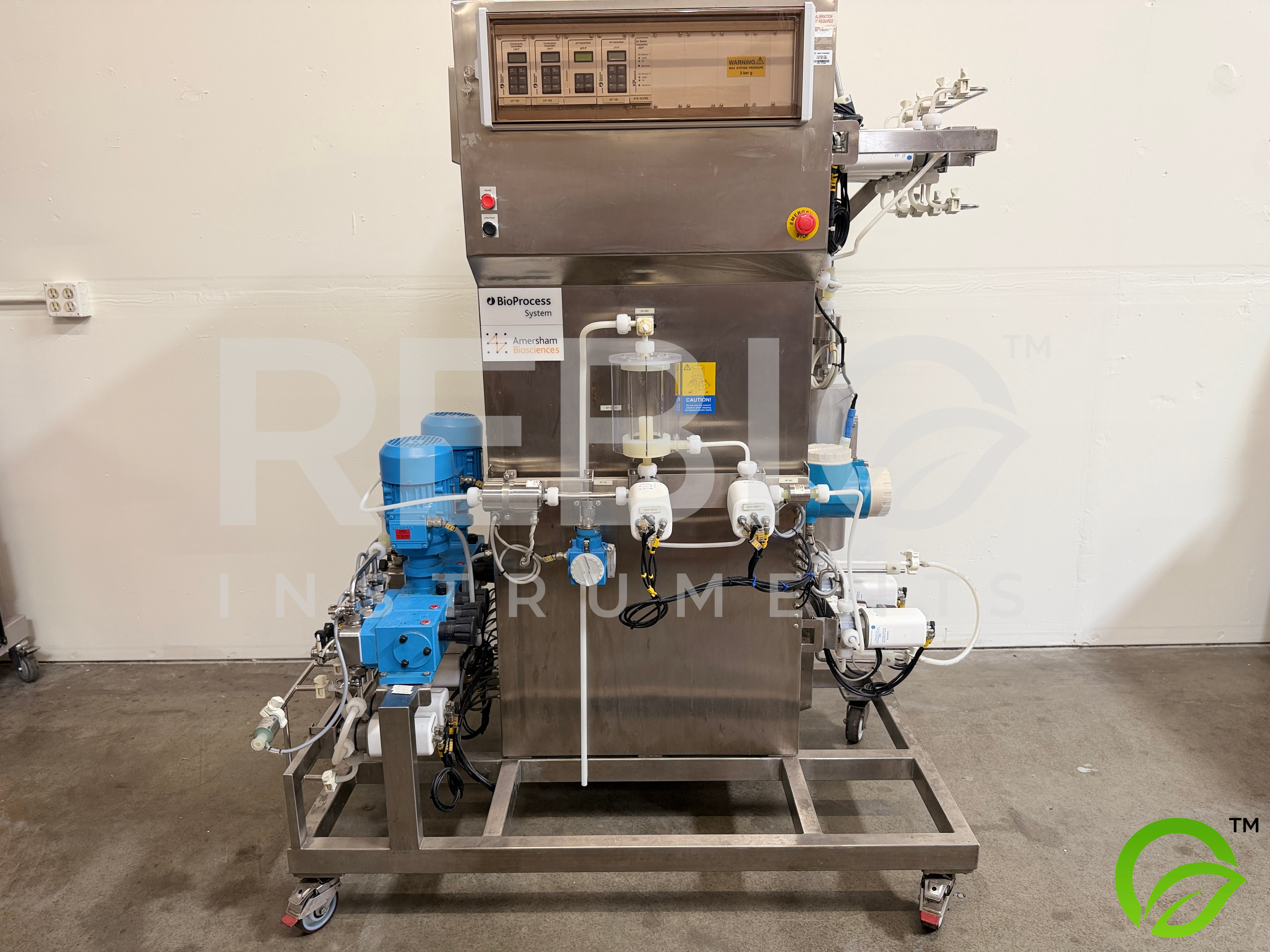 Used Amersham / GE BioProcess Chromatography Skid w/ BPG 100/500 Column, Endress+Hauser Promass, LEWA Pump