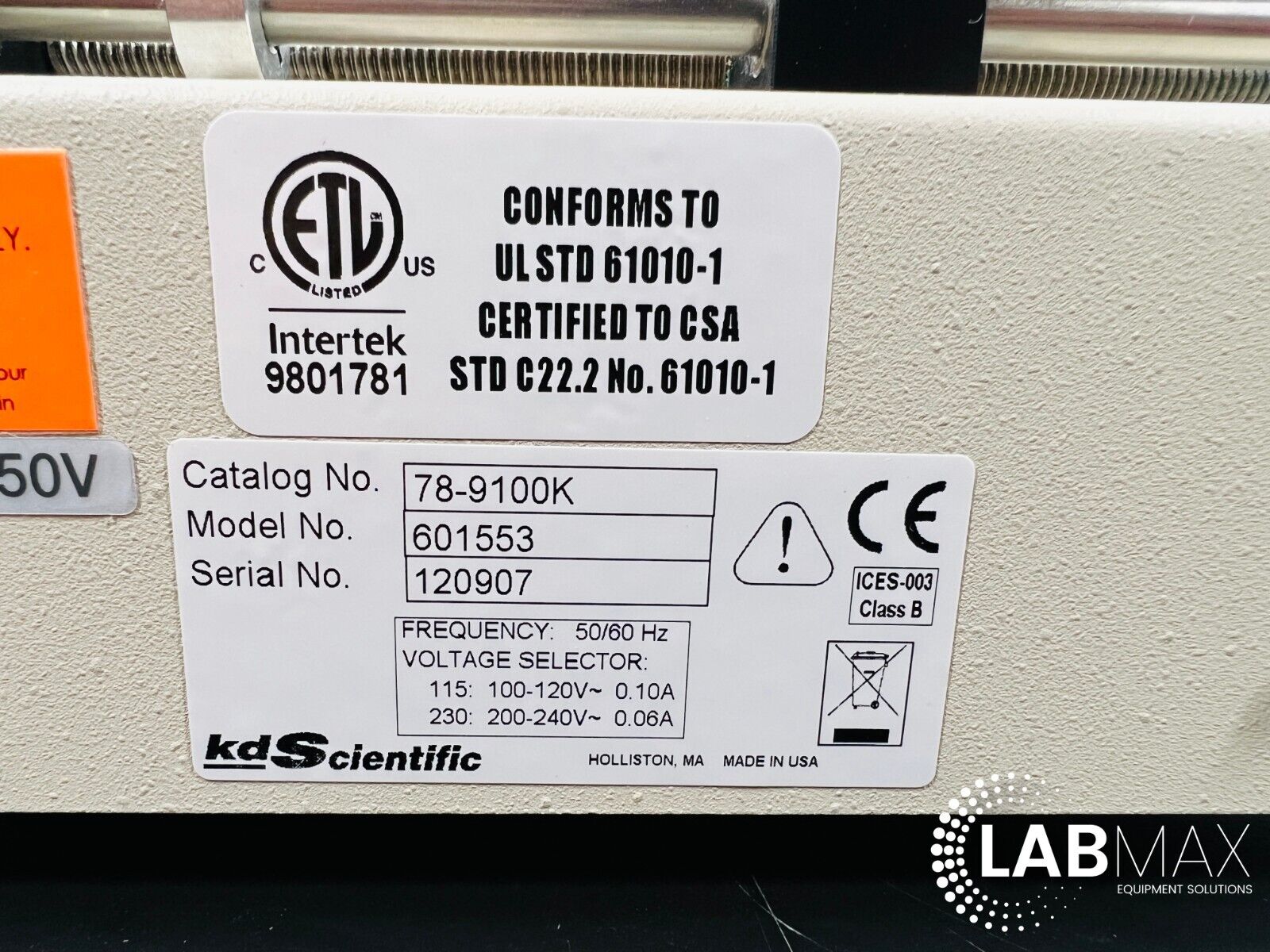 Used KD Scientific 100 Syringe Pump 601553 /  78-9100K with Warranty