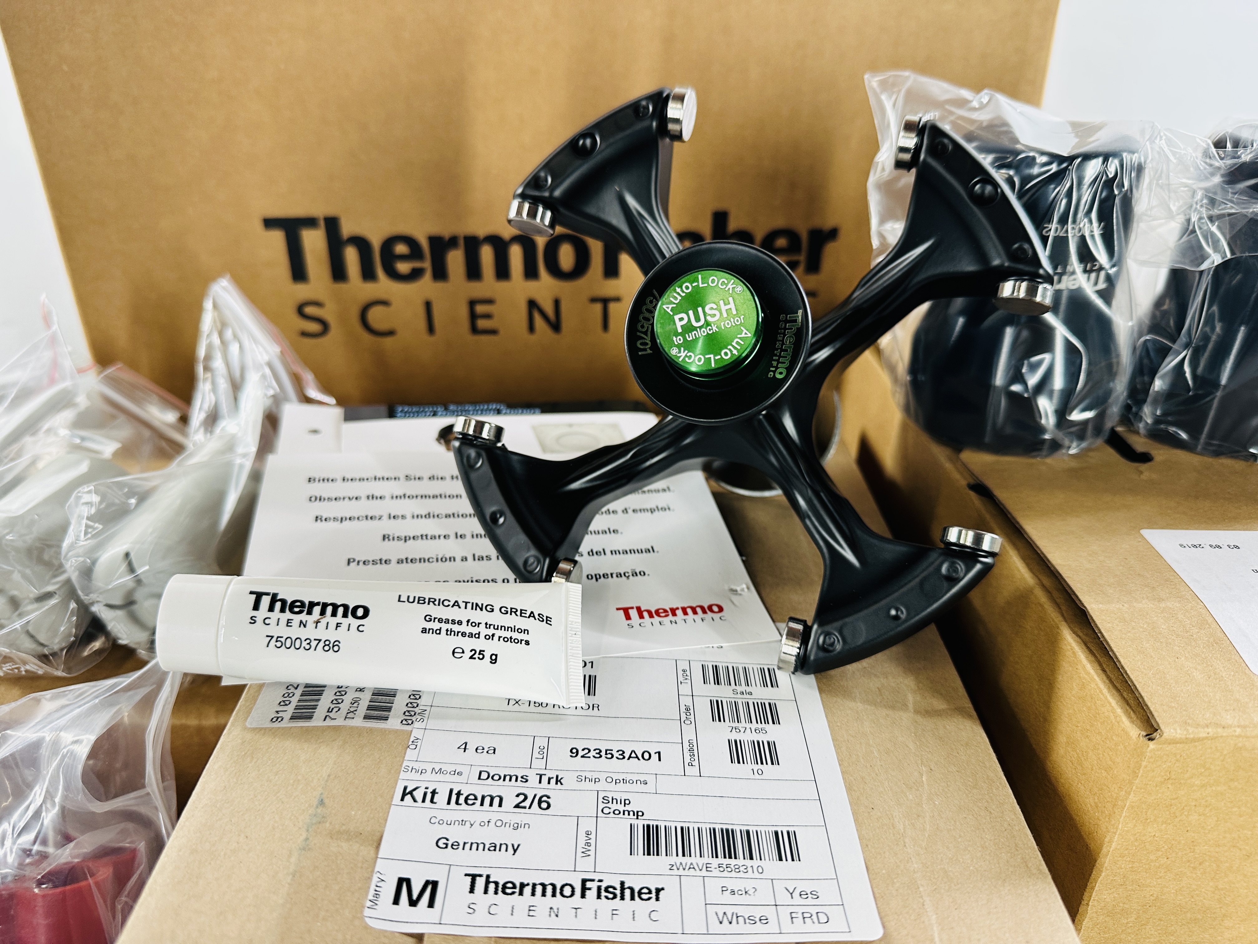 Used Thermo TX-150 Centrifuge Rotor + Buckets + Adapters + Biocontainment Lids