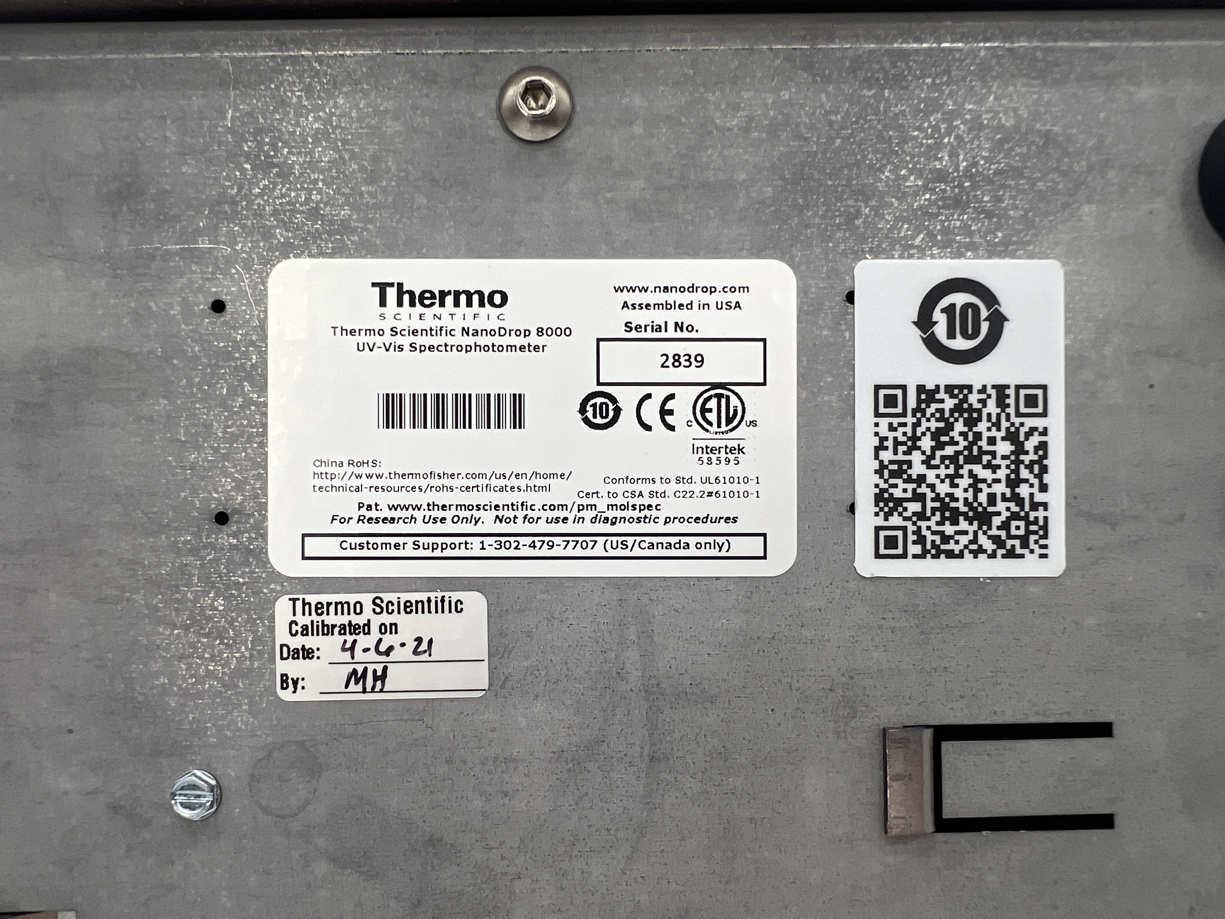 Used Thermo Scientific NanoDrop 8000 UV-Vis Spectrophotometer