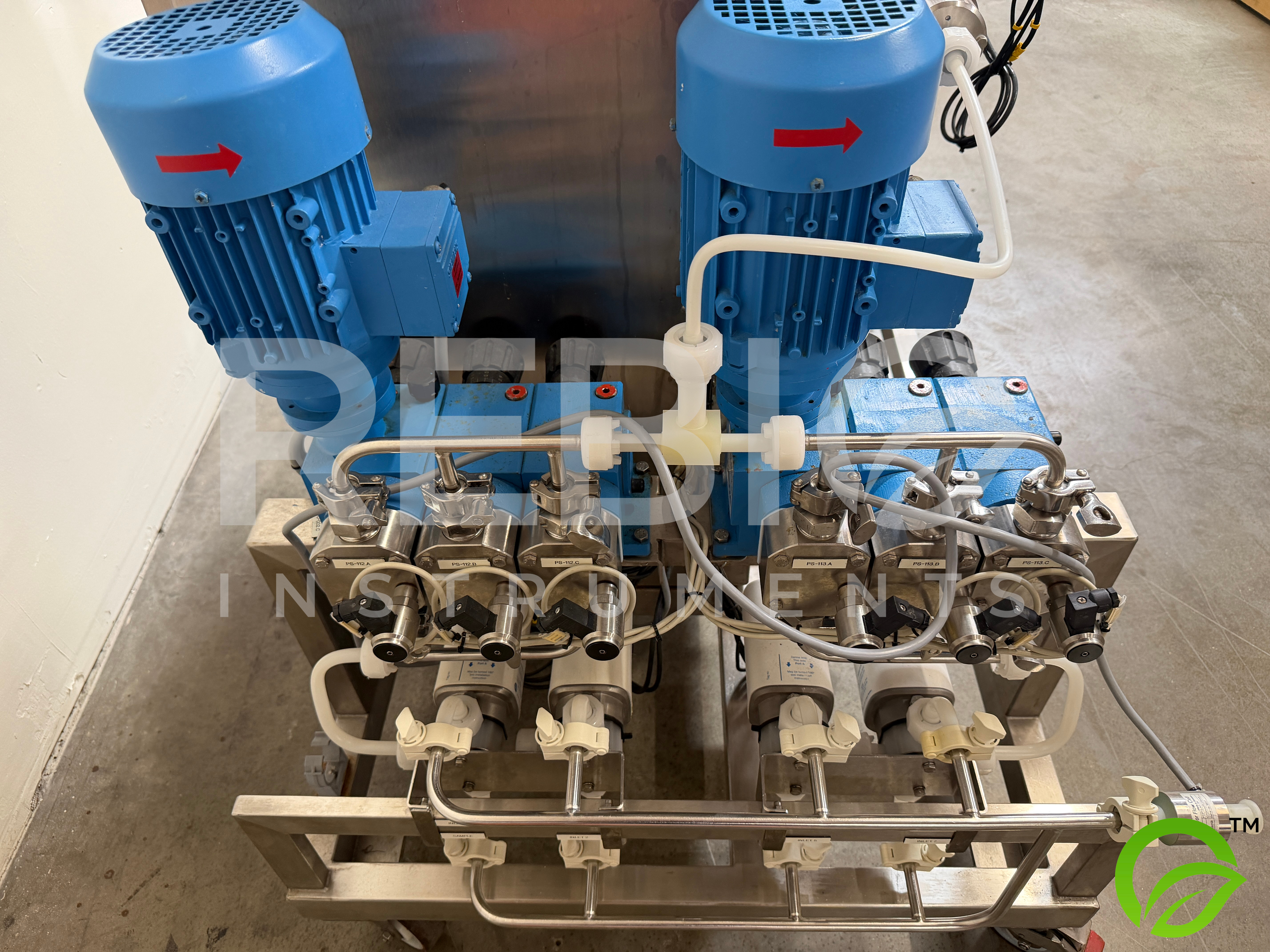 Used Amersham / GE BioProcess Chromatography Skid w/ BPG 100/500 Column, Endress+Hauser Promass, LEWA Pump