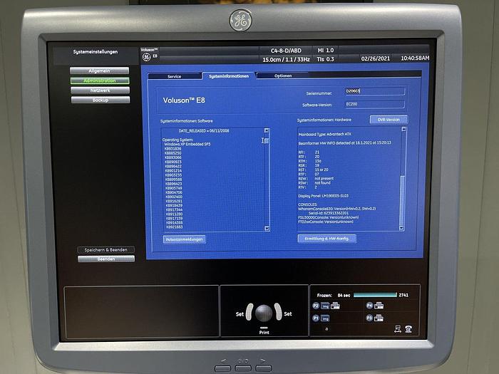 Used GE Voluson E8 Ultraschallgerät mit 2x Sonde und Fußschalter