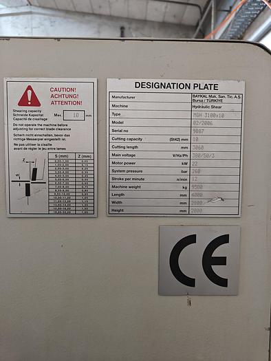 Used BRUGT HYDRAULISK MASKINSAKS FABR. BAYKAL, MODEL MGH 3100 x 10