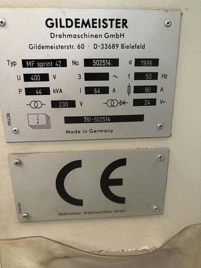 Used BRUGT CNC-DREJEBÆNK FABR. GILDEMEISTER, MODEL MF SPRINT 42