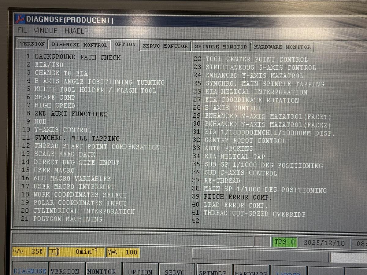 Used BRUGT CNC-DREJEBÆNK FABR. MAZAK, MODEL SQT 250 M-1000 L