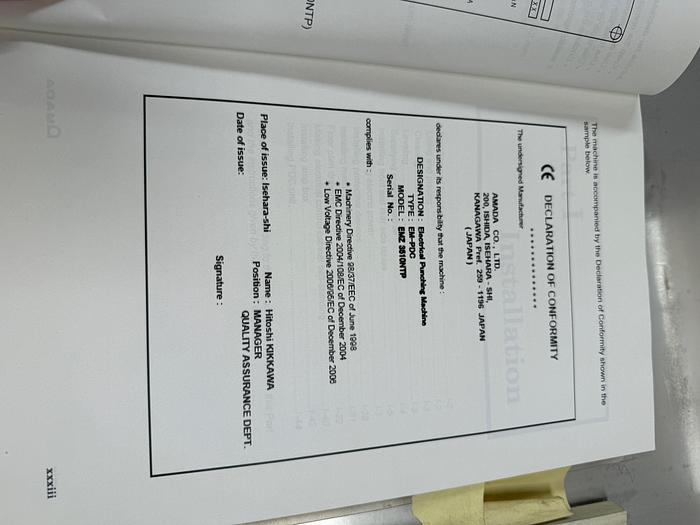 Used BRUGT CNC-REVOLVERSTANSER FABR. AMADA, MODEL EMZ 3610 NT