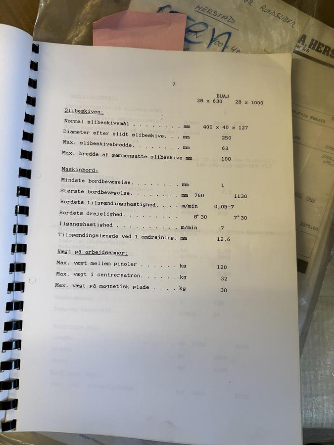 Used BRUGT RUNDSLIBER FABR. TOS, MODEL BUAJ 28x1000