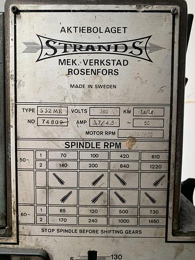 Used BRUGT SØJLEBOREMASKINE FABR. STRANDS, MODEL S32ME