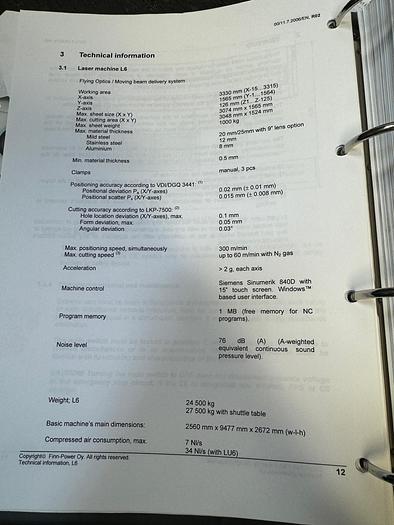 Used BRUGT CNC-LASERSKÆRER FABR. PRIMA POWER, MODEL L6 232