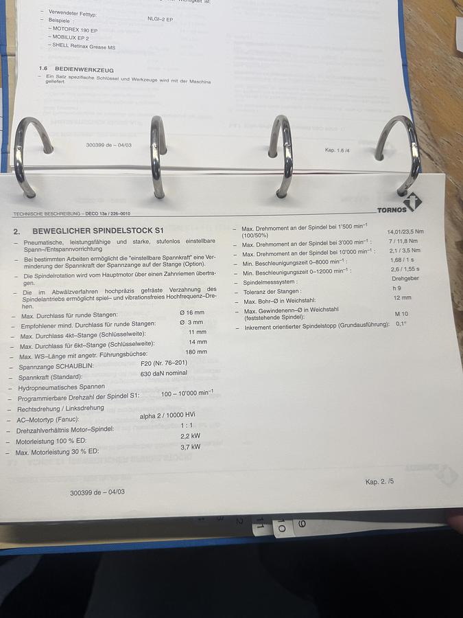 Used BRUGT CNC-DREJEBÆNK FABR. TORNOS-BECHLER, MODEL DECO 2000-13A