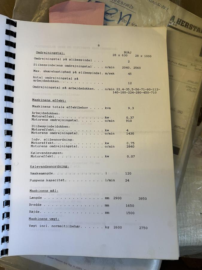 Used BRUGT RUNDSLIBER FABR. TOS, MODEL BUAJ 28x1000