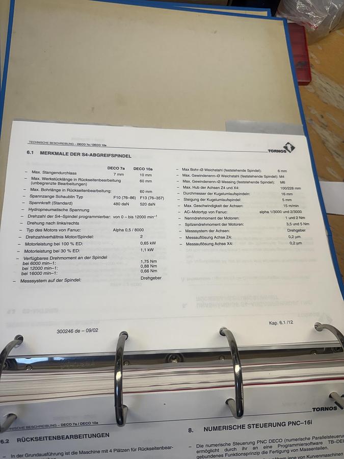 Used BRUGT CNC-DREJEBÆNK FABR. TORNOS-BECHLER, MODEL DECO 2000 7/10