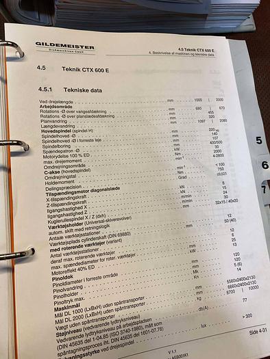 Used BRUGT CNC-DREJEBÆNK FABR. GILDEMEISTER, MODEL CTX 600 S2