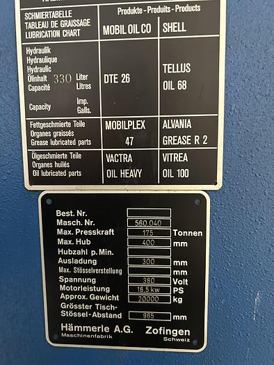 Used BRUGT CNC-KANTPRESSE FABR. HÄMMERLE, MODEL 36.175