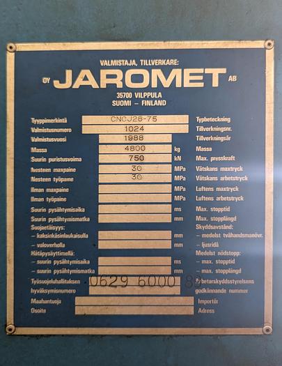 Used BRUGT CNC-KANTPRESSE FABR. FINNPOWER/JAROMET