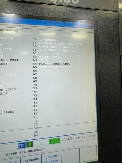 Used BRUGT CNC-DREJEBÆNK FABR. MAZAK, MODEL QTN 250 II MSY