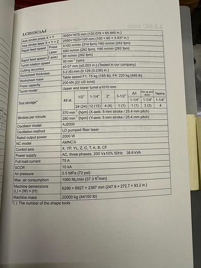 Used BRUGT CNC-FIBER LASER & REVOLVERSTANSER FABR. AMADA, MODEL LC 2515 C1AJ
