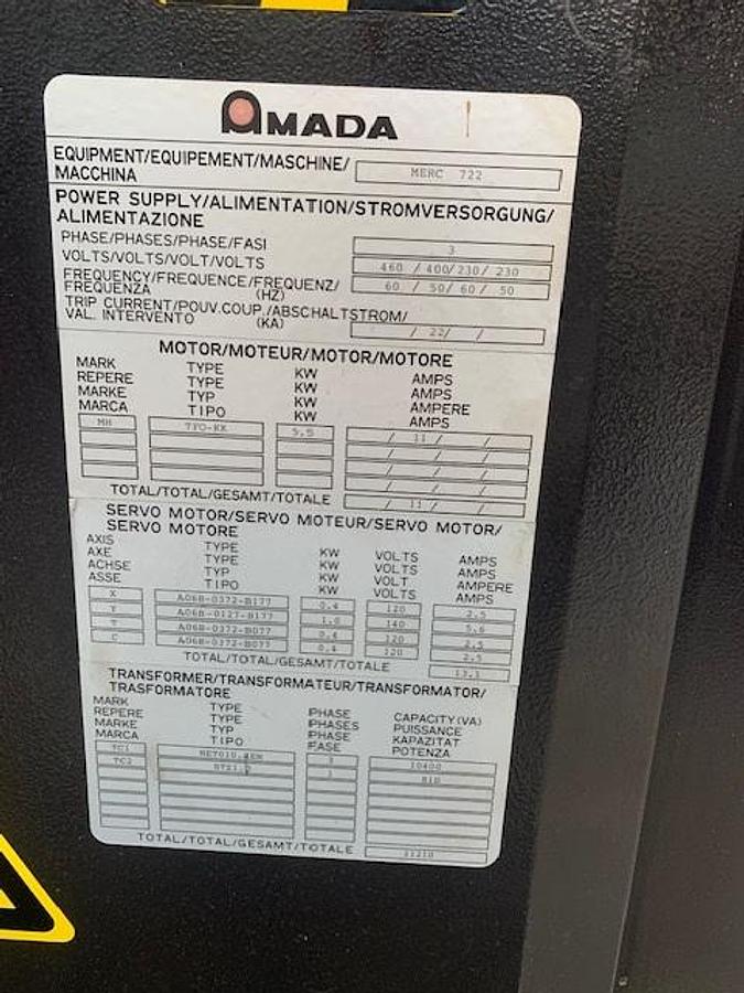 Used BRUGT CNC-REVOLVERSTANSER FABR. AMADA, MODEL MERC-722