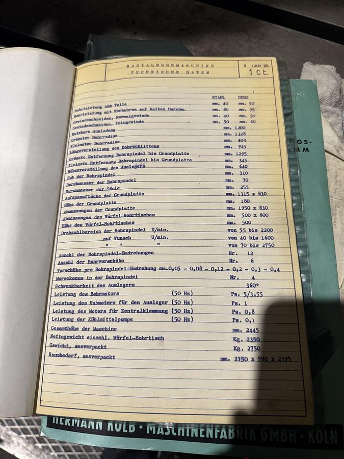 Used BRUGT RADIALBOREMASKINE FABR. BREDA MODEL R 1200 MS