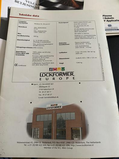 Used BRUGT CNC-PLASMASKÆRER FABR. LOCKFORMER, MODEL NT 2000