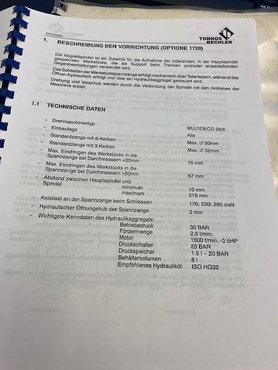 Used BRUGT CNC-MULTISPINDLE DREJEAUTOMAT FABR. BECHLER/TORNOS, MODEL MULTIDECO 26/6