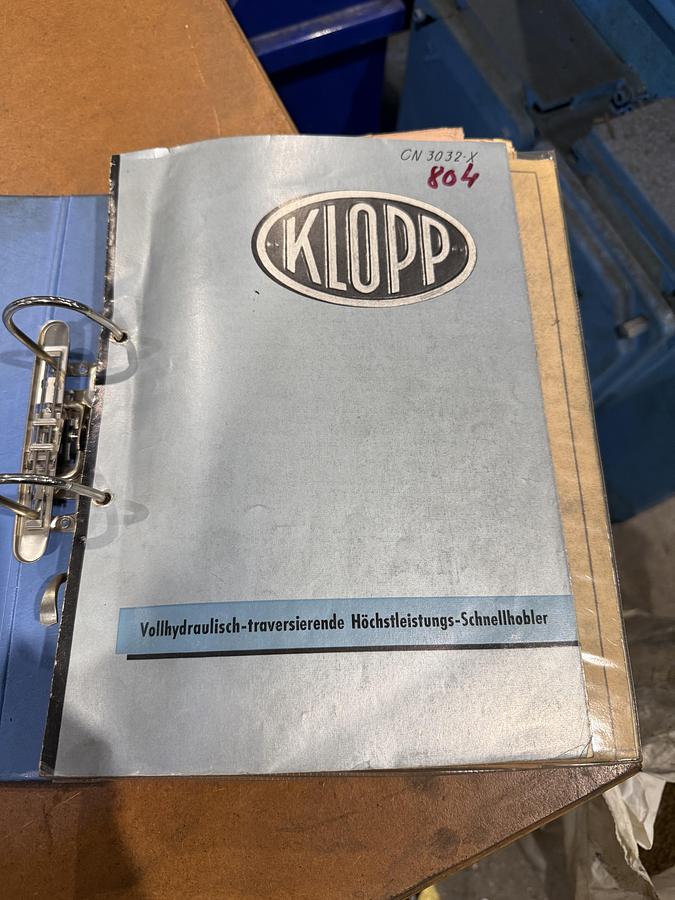 Used BRUGT HØVLE MASKINE FABR. KLOPP MODEL TH 1000/4/1