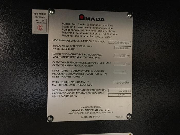Used BRUGT CNC-FIBER LASER & REVOLVERSTANSER FABR. AMADA, MODEL LC 2515 C1AJ
