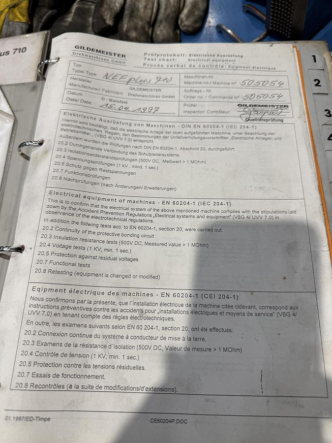 Used BRUGT CNC-DREJEBÆNK FABR. GILDEMEISTER NEF 710 PLUS