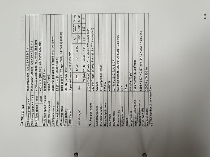 Used BRUGT CNC-FIBER LASER & REVOLVERSTANSER FABR. AMADA, MODEL LC 2515 C1AJ