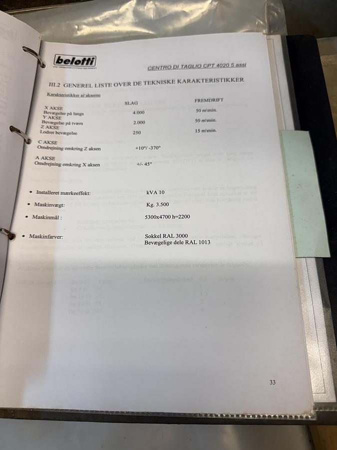 Used BRUGT CNC-VANDSKÆRER FABR. BELOTTI, MODEL CPT 4020 5X