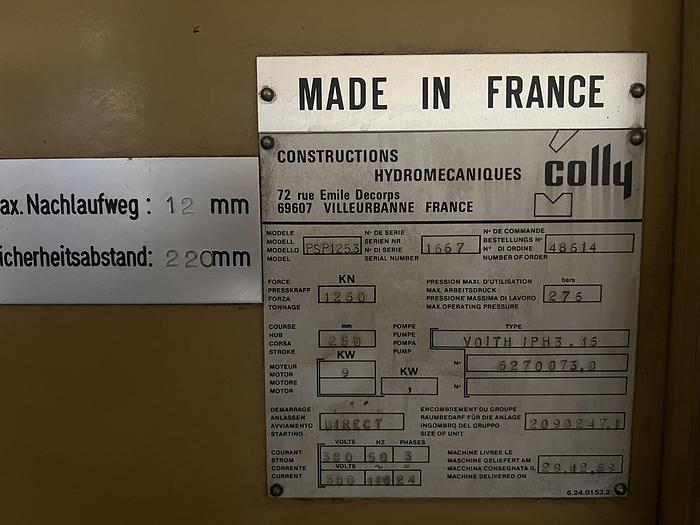 Used BRUGT CNC-KANTPRESSE FABR. COLLY, MODEL PSP 125.3