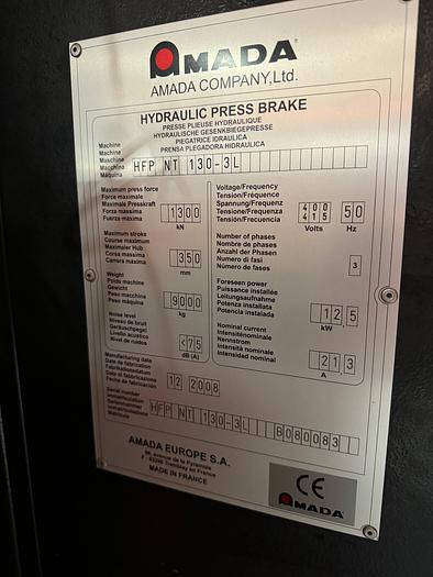 Used BRUGT CNC-KANTPRESSE FABR. AMADA, MODEL HFP 130-30 NT-3L