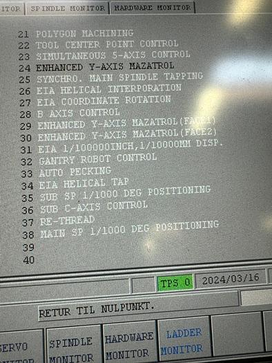 Used BRUGT CNC-DREJEBÆNK FABR. MAZAK, MODEL QTN 250 MY