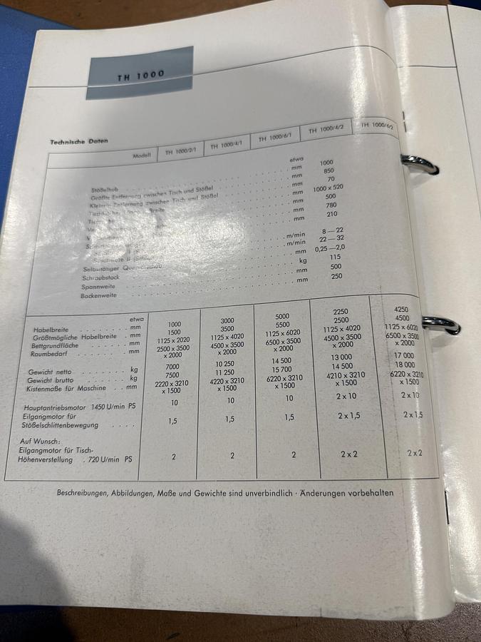 Used BRUGT HØVLE MASKINE FABR. KLOPP MODEL TH 1000/4/1