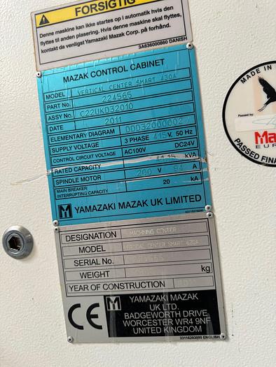 Used BRUGT VERTIKALT BEARBEJDNINGSCENTER FABR. MAZAK, MODEL VCS 430 A