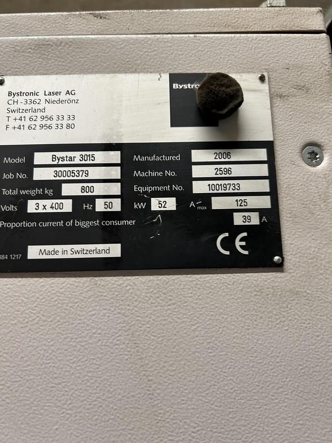 Used BRUGT CNC-LASERSKÆRER FABR. BYSTRONIC, MODEL BYLASER 4400