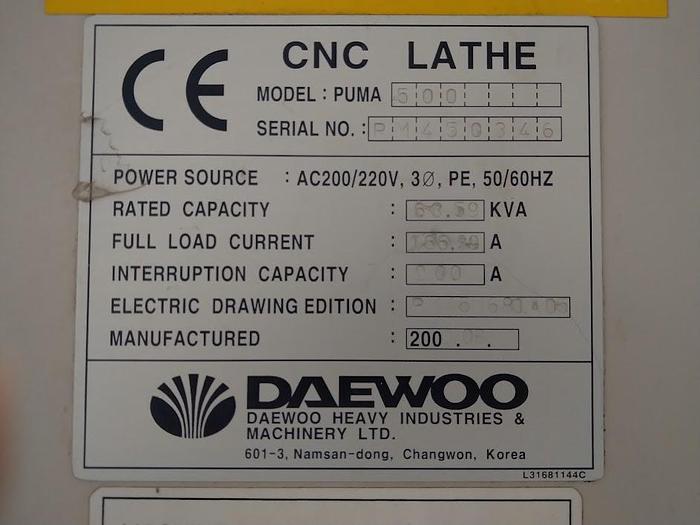 Used BRUGT CNC-DREJEBÆNK FABR. DOOSAN - PUMA, MODEL 500