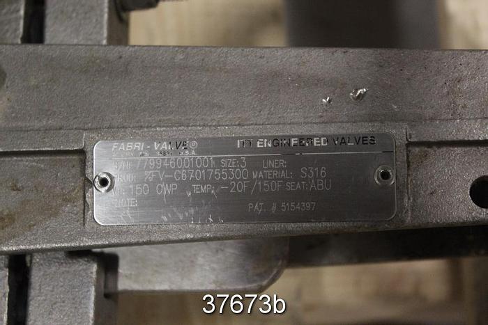 Used Fabri 3" Hand Operated Knife Gate Valve, C67 #37673