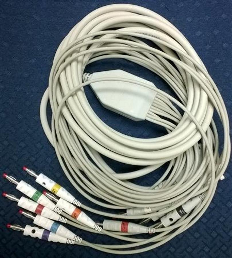 Used Schiller Resting patient cable, 10-lead with banana plugs; for AT-10 and CS-200