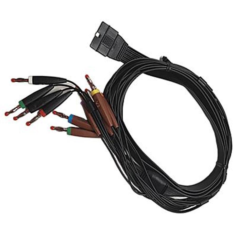 Used Schiller 10-wire black ribbon type patient cable, banana plug, AHA for FT-1