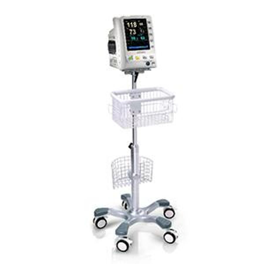 Used Edan Center Pole Trolley (Roll stand) with Basket and Locking Casters