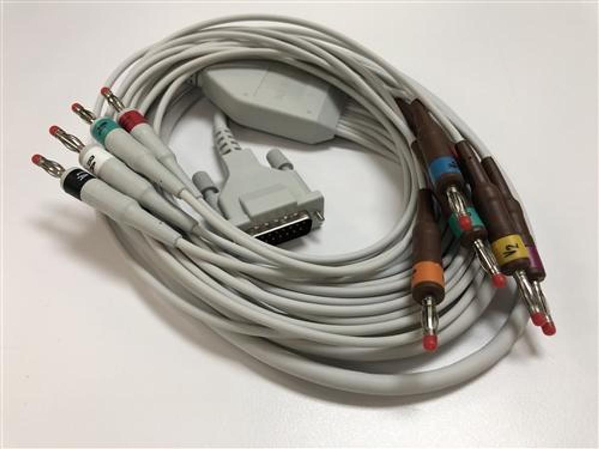 Used Schiller 10-wire patient cable AHA 2m, banana plug type