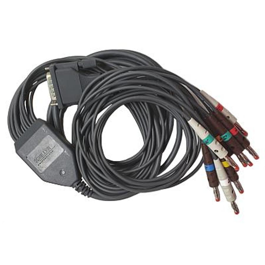 Used Schiller Patient cable 10-lead AHA, anthracite, 2m, banana, for MS-2010, MS-2015