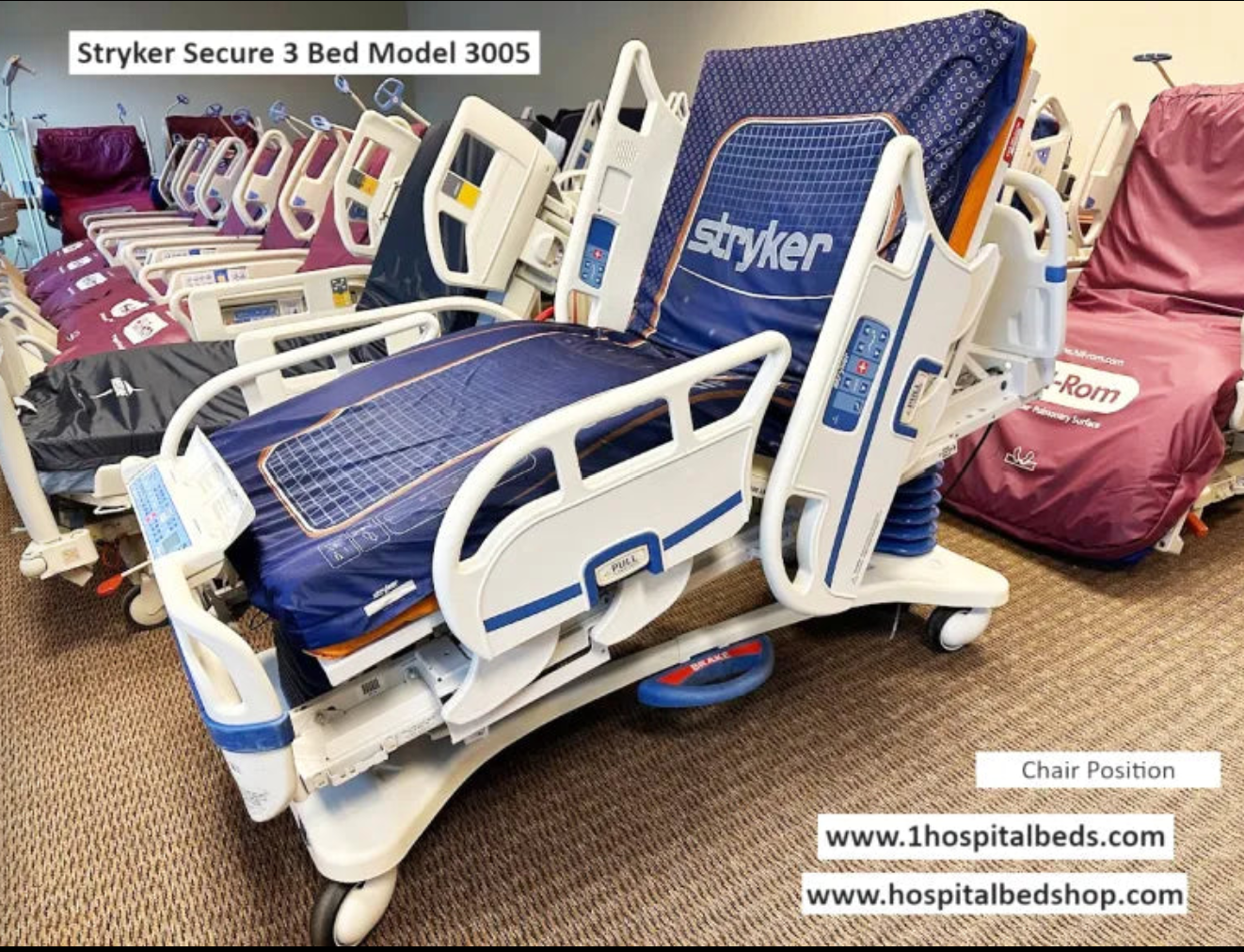 Used Stryker Secure 3 Model 3005 Hospital Bed
