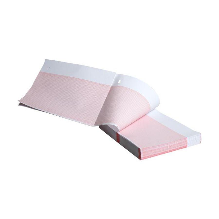 Used GE Healthcare Thermal paper 8.5×11” white area, red 155mm grid zfold hole queue,300 pg, 8pk/box