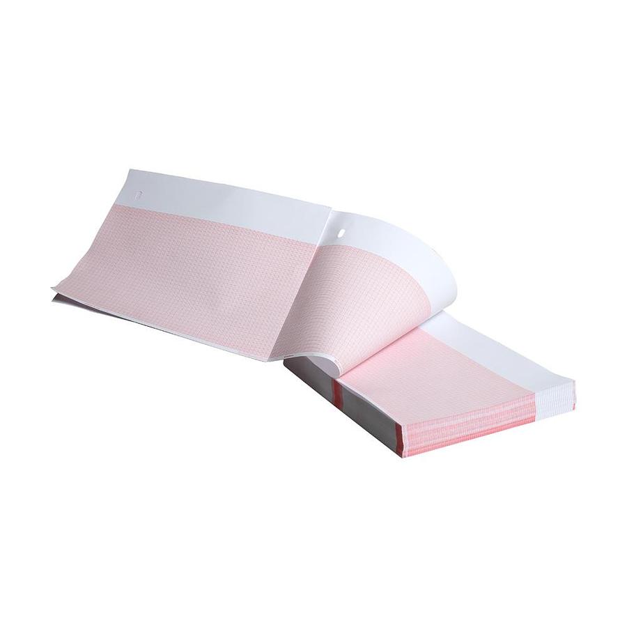 Used GE Healthcare Thermal paper 8.5×11” white area, red 155mm grid zfold hole queue,300 pg, 8pk/box