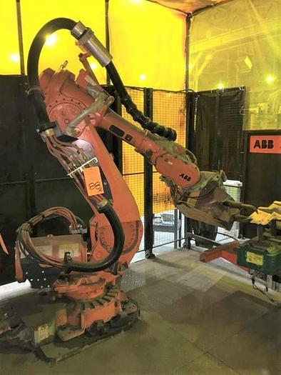 Used ABB IRBP C-1000 SPOT WELDING CELL WITH TWO ABB IRB 6640 180/2.55 ROBOTS & IRC 5 CONTROLLERS & ARO SERVO SPOT WELD GUNS