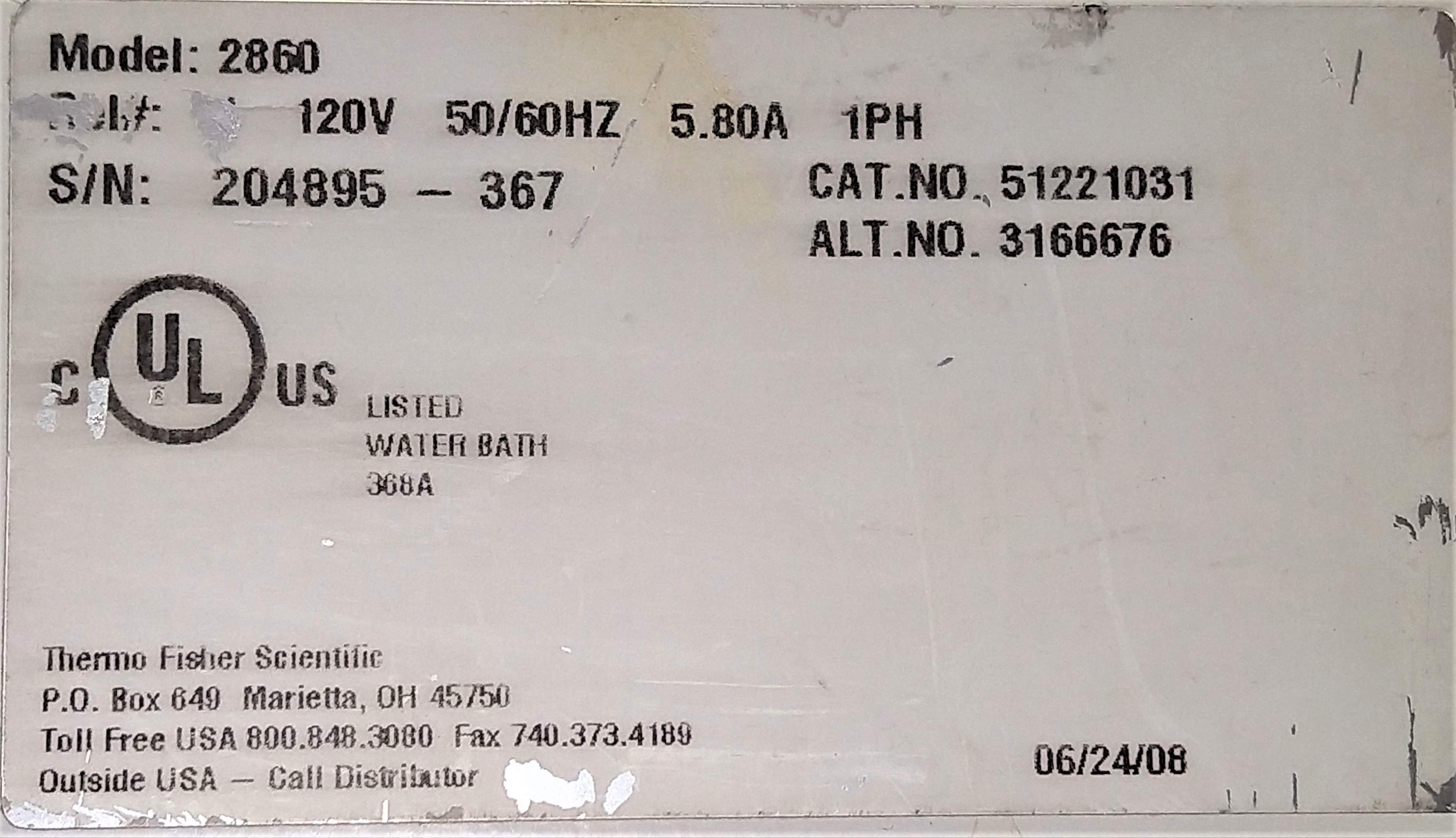 Used ThermoPrecision 2860 Coliform Bath - 17.5L