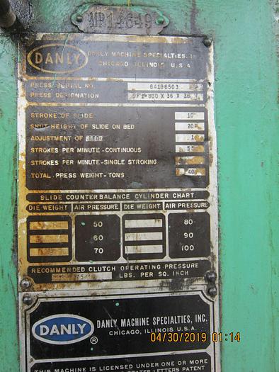 Used 1960 Danly SF1-800 x 36 x 36